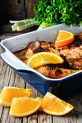 Image showing Baked chicken with orange