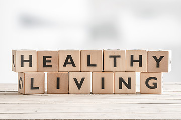 Image showing Healthy living sign with wooden cubes