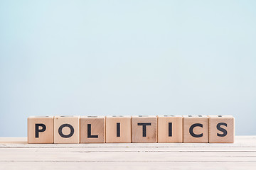 Image showing Politics sign made of wooden cubes