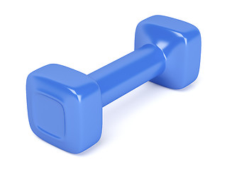 Image showing Blue plastic dumbbell