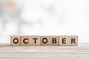 Image showing October sign made of wooden cubes