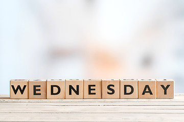 Image showing Wednesday sign with wooden cubes