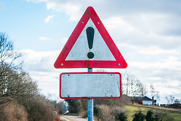 Image showing Exclamation sign in cloudy weather