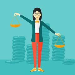 Image showing Business woman with scales.