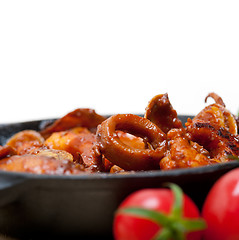 Image showing fresh seafoos stew on an iron skillet