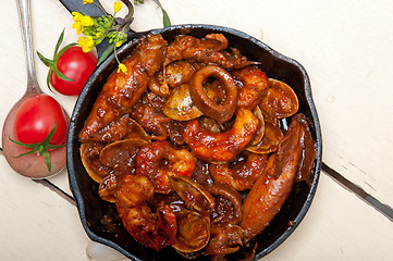 Image showing fresh seafoos stew on an iron skillet