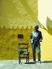 Image showing statue Nestor Alamo in historic  Vegueta, Grand Canary Island, S