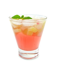 Image showing Lemonade with rhubarb and mint in glass