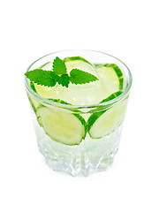 Image showing Lemonade with cucumber and mint