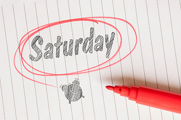 Image showing Saturday note with a red marker