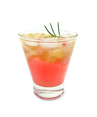 Image showing Lemonade with rhubarb and rosemary in glass