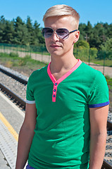 Image showing Stylish man with on platform