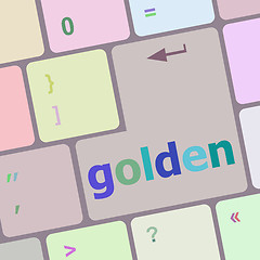 Image showing golden word on keyboard key, notebook computer button vector illustration