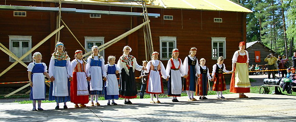 Image showing Unidentified dancers in folklore ensemble