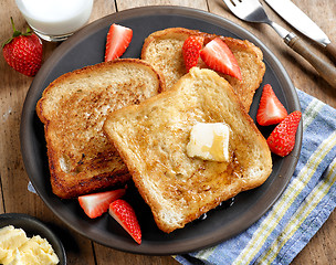 Image showing French toast with butter and honey