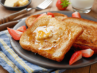 Image showing French toast with butter and honey