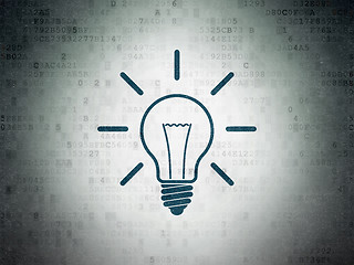 Image showing Finance concept: Light Bulb on Digital Paper background