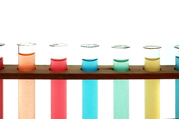 Image showing Test tubes isolated fulled with different color chemicals