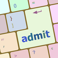 Image showing admit sign button on keyboard with soft focus vector illustration