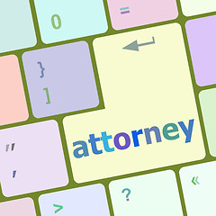 Image showing attorney word on keyboard key, notebook computer vector illustration