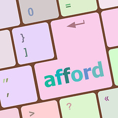 Image showing afford word on computer pc keyboard key vector illustration