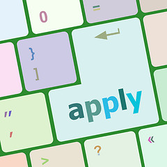 Image showing Apply online by pressing computer keyboard key to complete your application for a job vector illustration