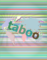 Image showing security concept: words taboo is a marketing on digital screen vector illustration