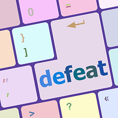 Image showing defeat button on white computer keyboard keys vector illustration