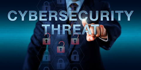 Image showing Enterprise User Pushing CYBERSECURITY THREAT\r