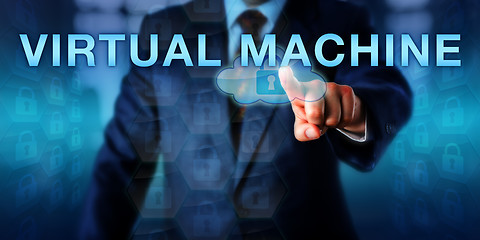 Image showing System Administrator Touching VIRTUAL MACHINE