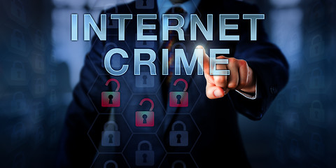 Image showing White Collar Hacker Pushing INTERNET CRIME