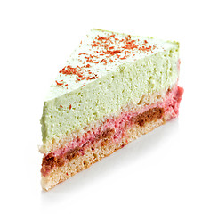 Image showing basil and strawberry cheesecake