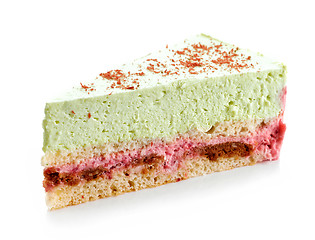 Image showing basil and strawberry cheesecake