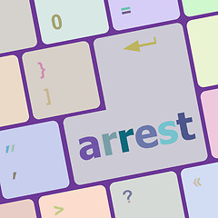 Image showing arrest word on computer pc keyboard key vector illustration
