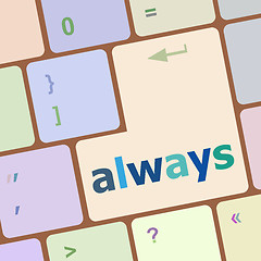Image showing Computer keyboard button with always word on it vector illustration