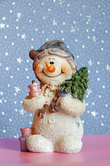 Image showing Snowman with Tree