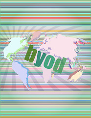 Image showing byod word on digital screen, mission control interface hi technology vector illustration