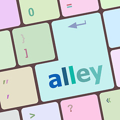 Image showing alley words concept with key on keyboard vector illustration