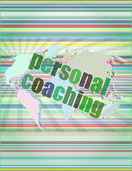 Image showing word personal coaching on digital screen 3d, business concept vector illustration