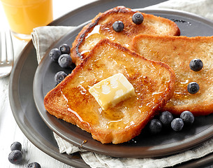 Image showing French toast with butter and honey