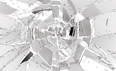 Image showing Shattered or damaged glass Pieces on white