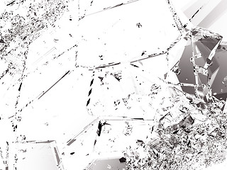 Image showing Shattered glass pieces on white background