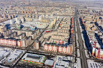 Image showing Bird eye view on Permyakova street. Tyumen. Russia