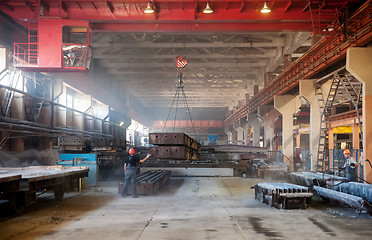 Image showing Transportation of products in workshop by crane