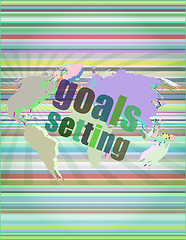 Image showing Goal setting concept - business touching screen vector illustration