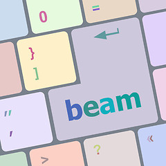 Image showing beam word on keyboard key, notebook computer button vector illustration