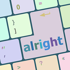 Image showing Computer keyboard button with alright word on it vector illustration