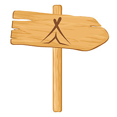 Image showing camping. Vector wooden pointer