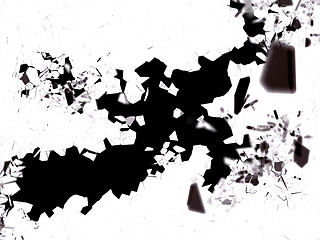 Image showing Shattered pieces of glass isolated on black