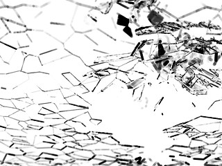 Image showing Destructed or broken glass pieces on white background